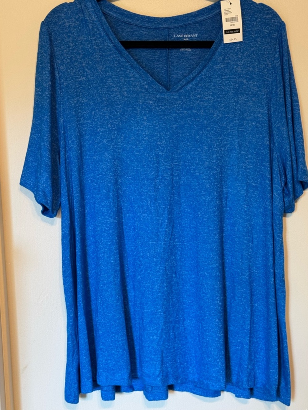 Lane Bryant Heathered Royal Blue V-Neck T-shirt. NWT. Relaxed Swing.